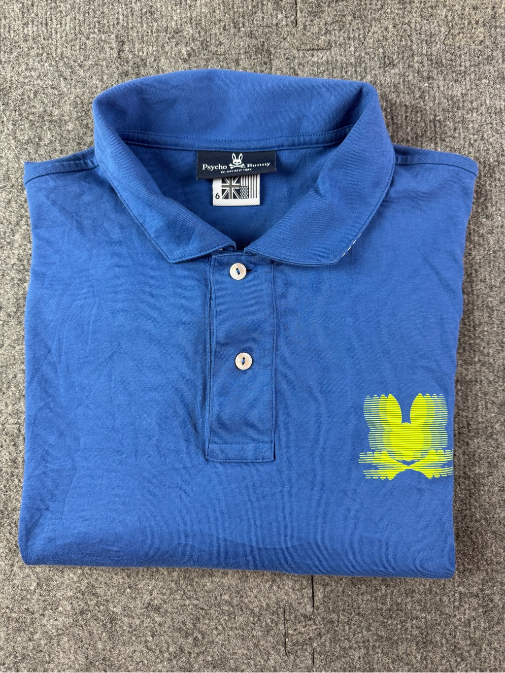 Psycho Bunny Mens 100% Pima Cotton Short Sleeve Polo Shirt Size 6 Blue